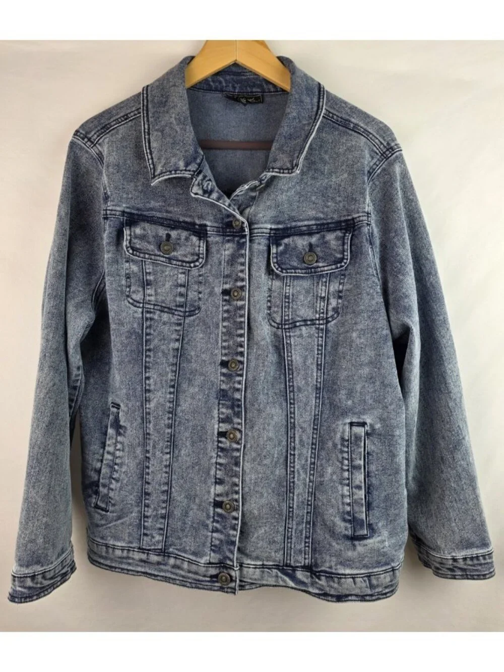 DG2 Diane Gilman Jean Jacket Women's Size 1X Blue Denim Jean Coat Jacket Top